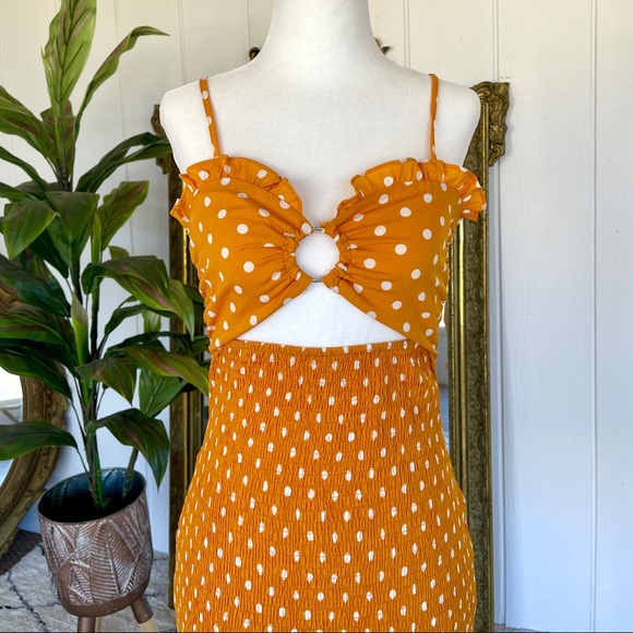 Mustard Yellow Polka Dot Dress - Picture 2 of 4